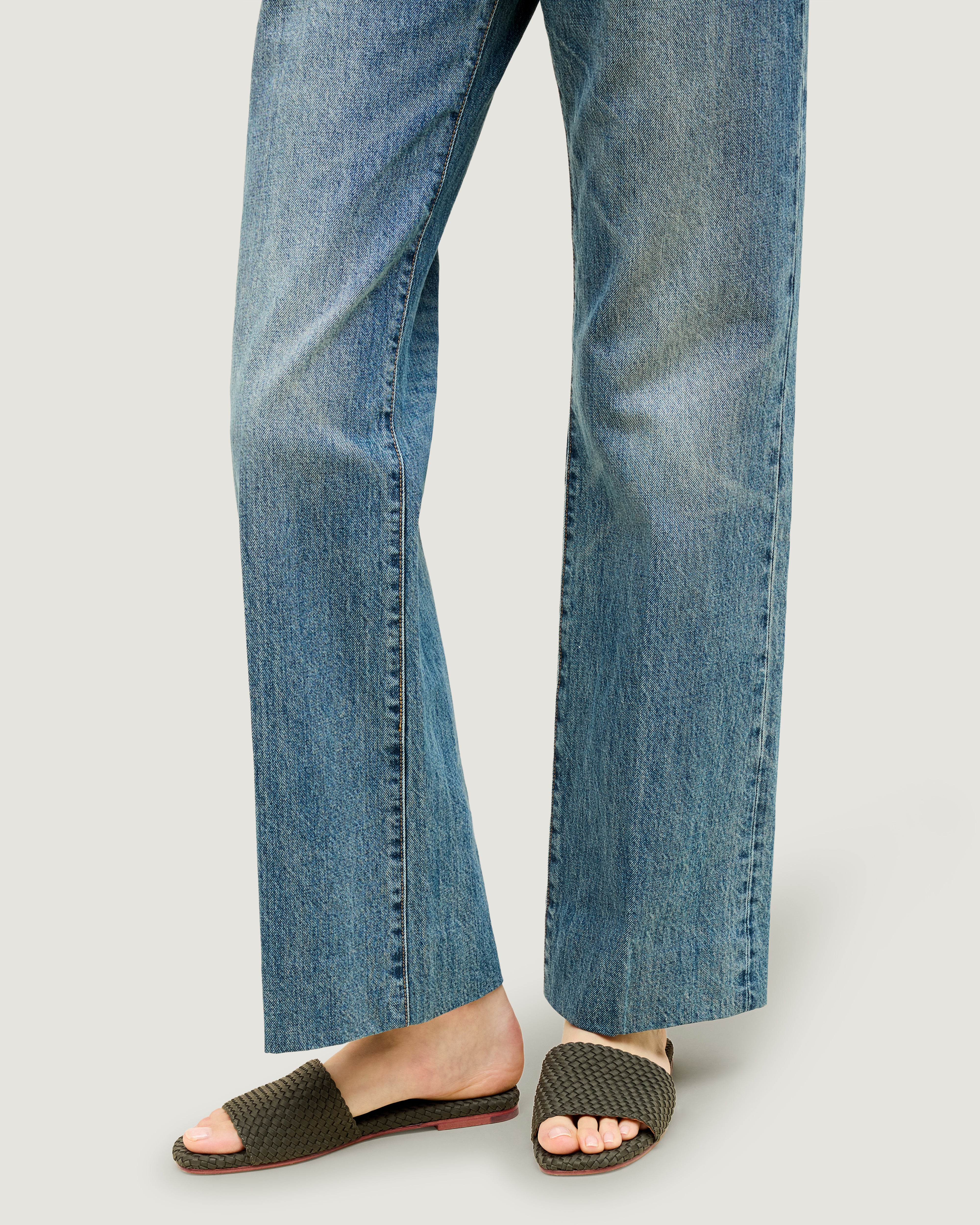 The St. Barths Slide in Olive shown on model.