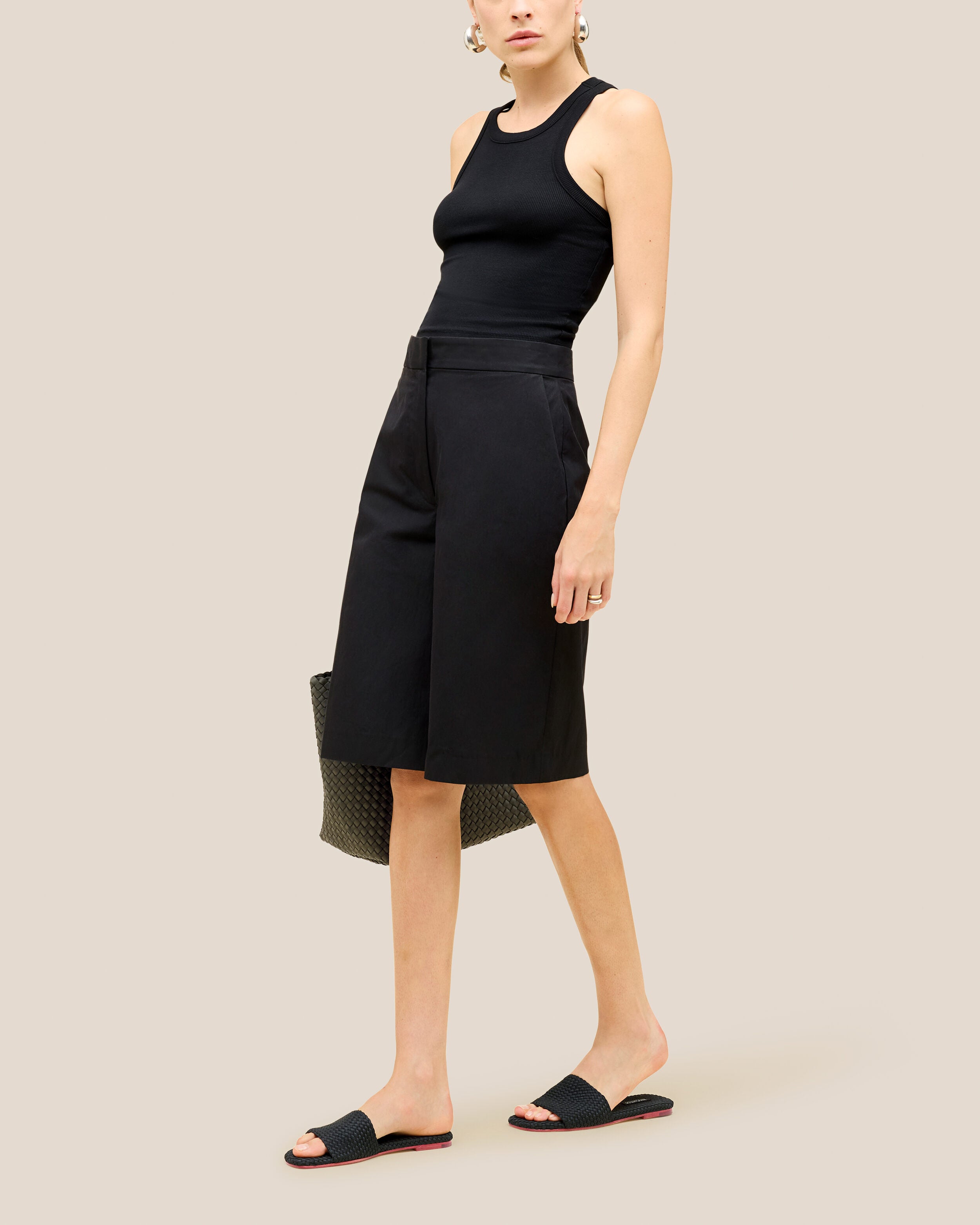 The St. Barths Slide in Onyx shown on model.