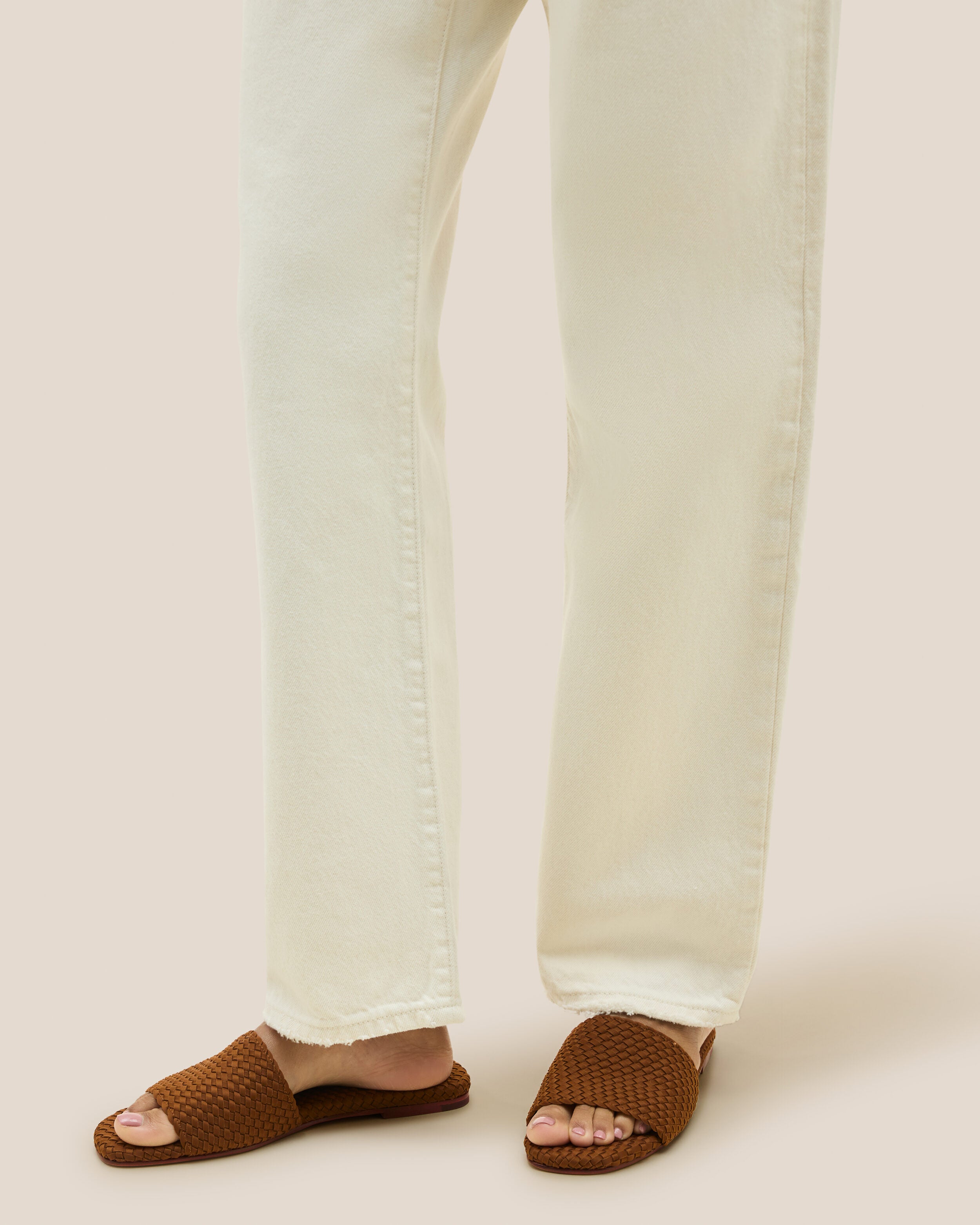 The St. Barths Slide in Teak shown on model.