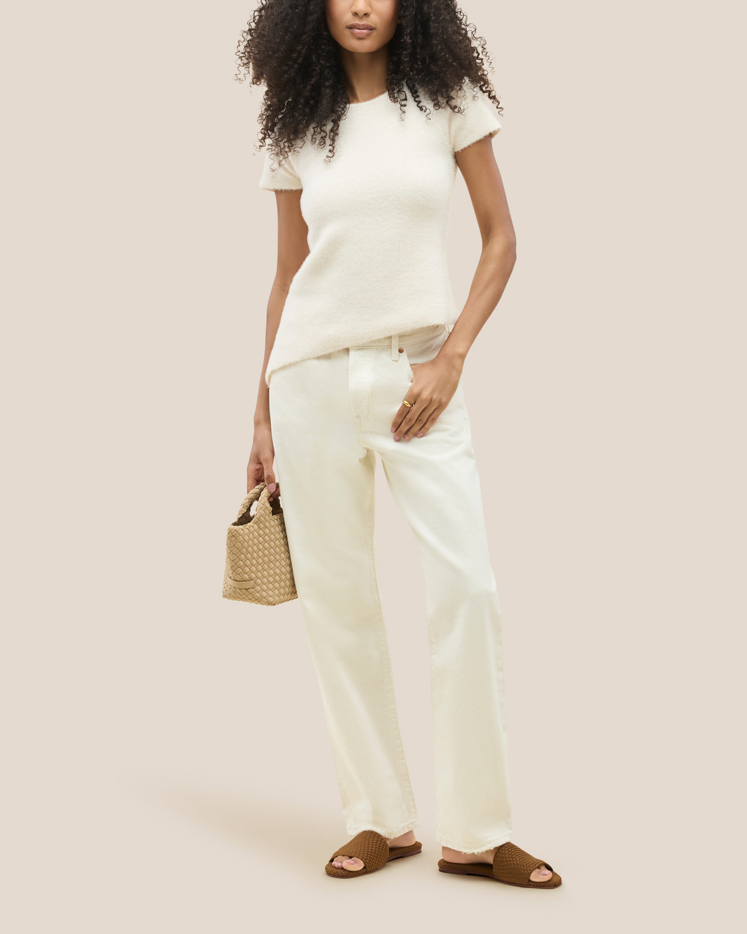 The St. Barths Slide in Teak shown on model.