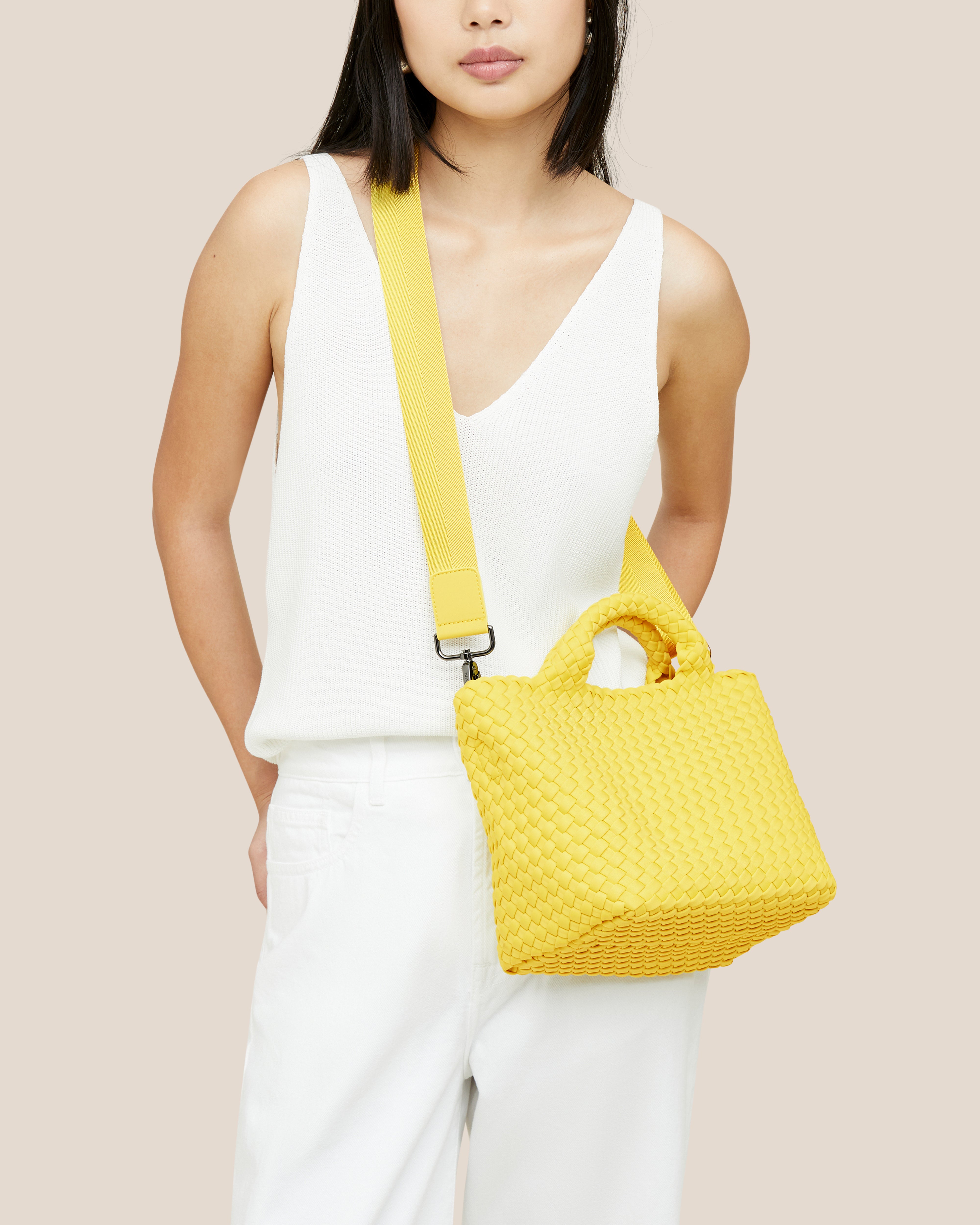 St. Barths Small Tote | Citron | On Model Close