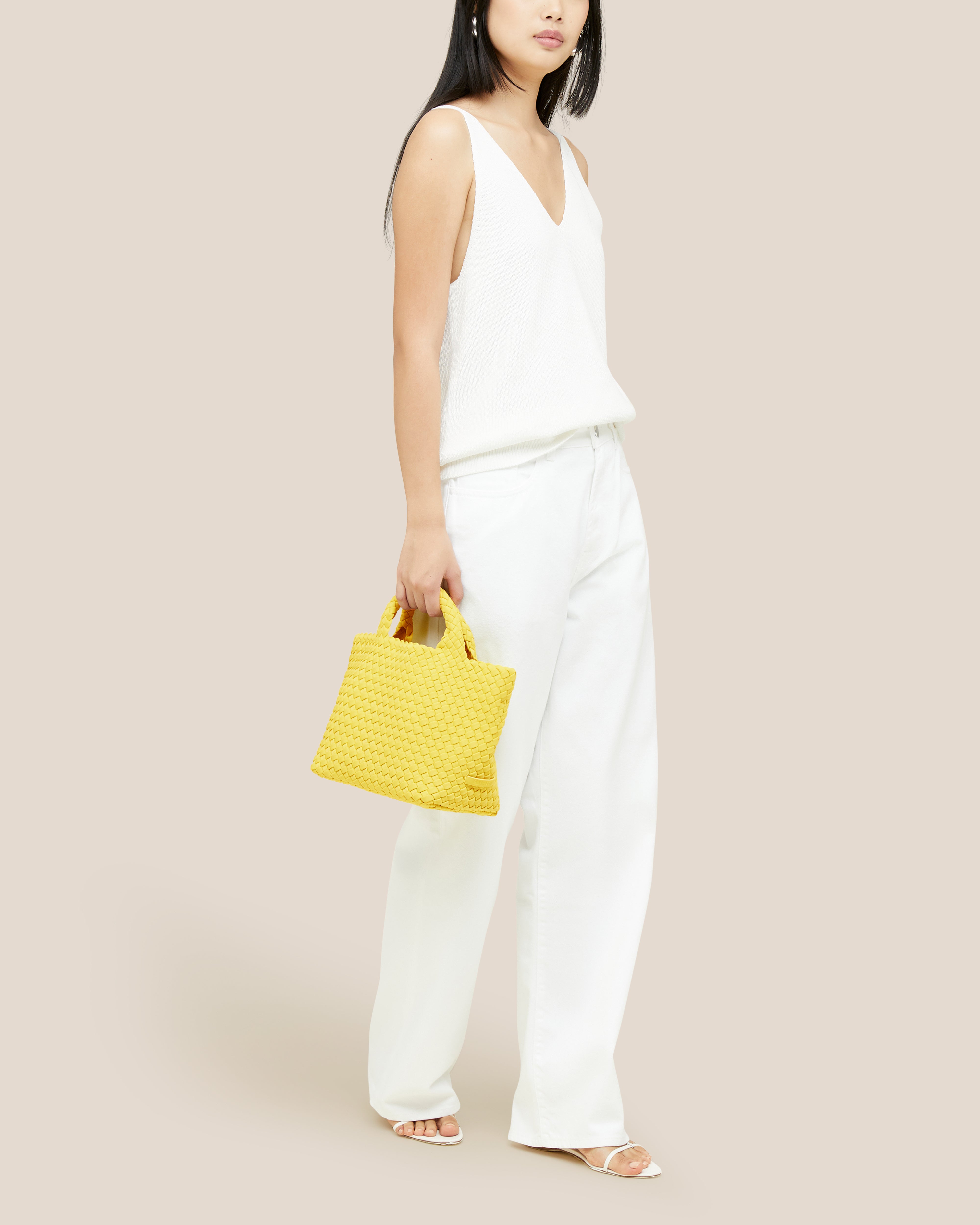 St. Barths Small Tote | Citron | On Model Full