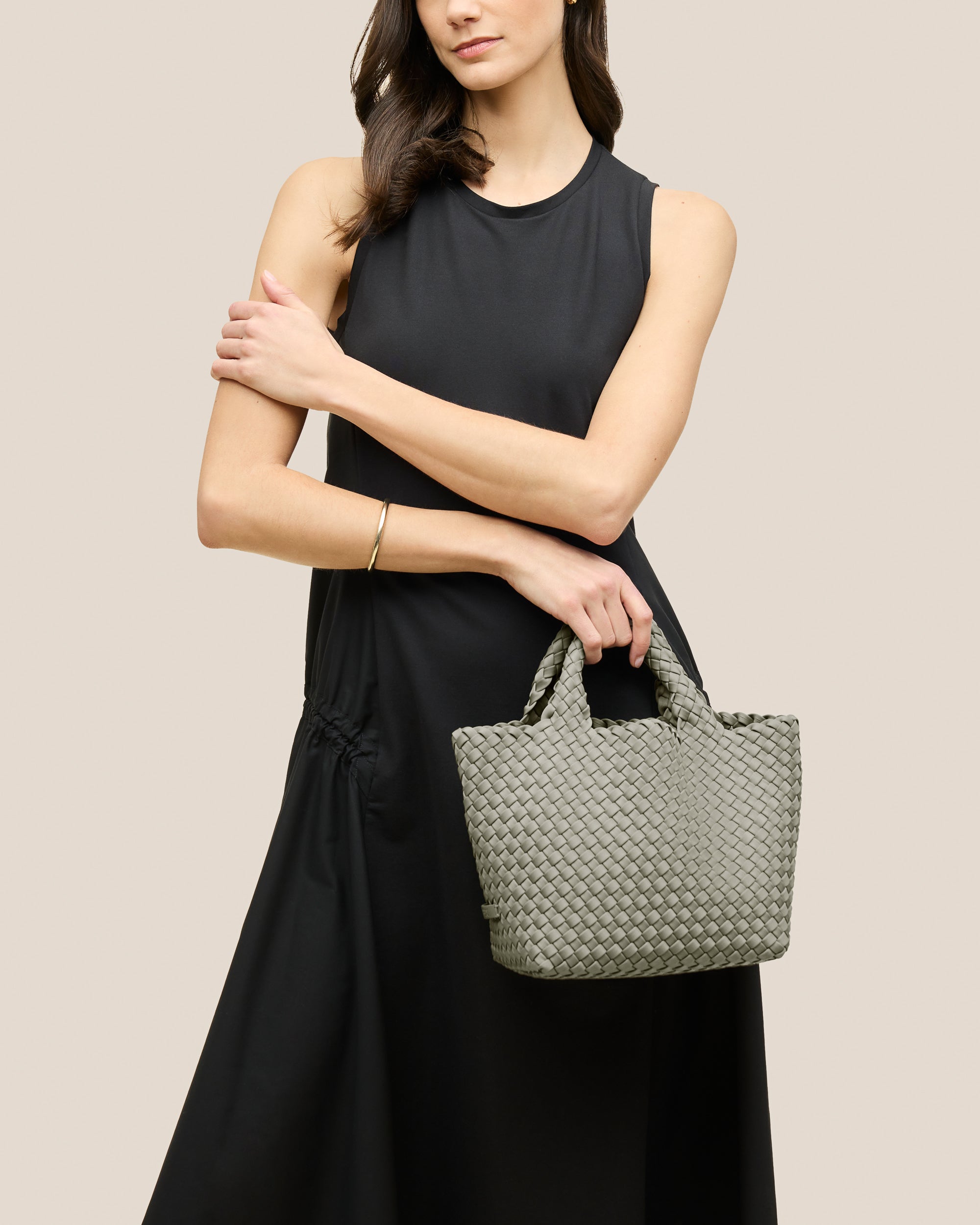 St. Barths Small Tote in Celadon | On Model Close Up