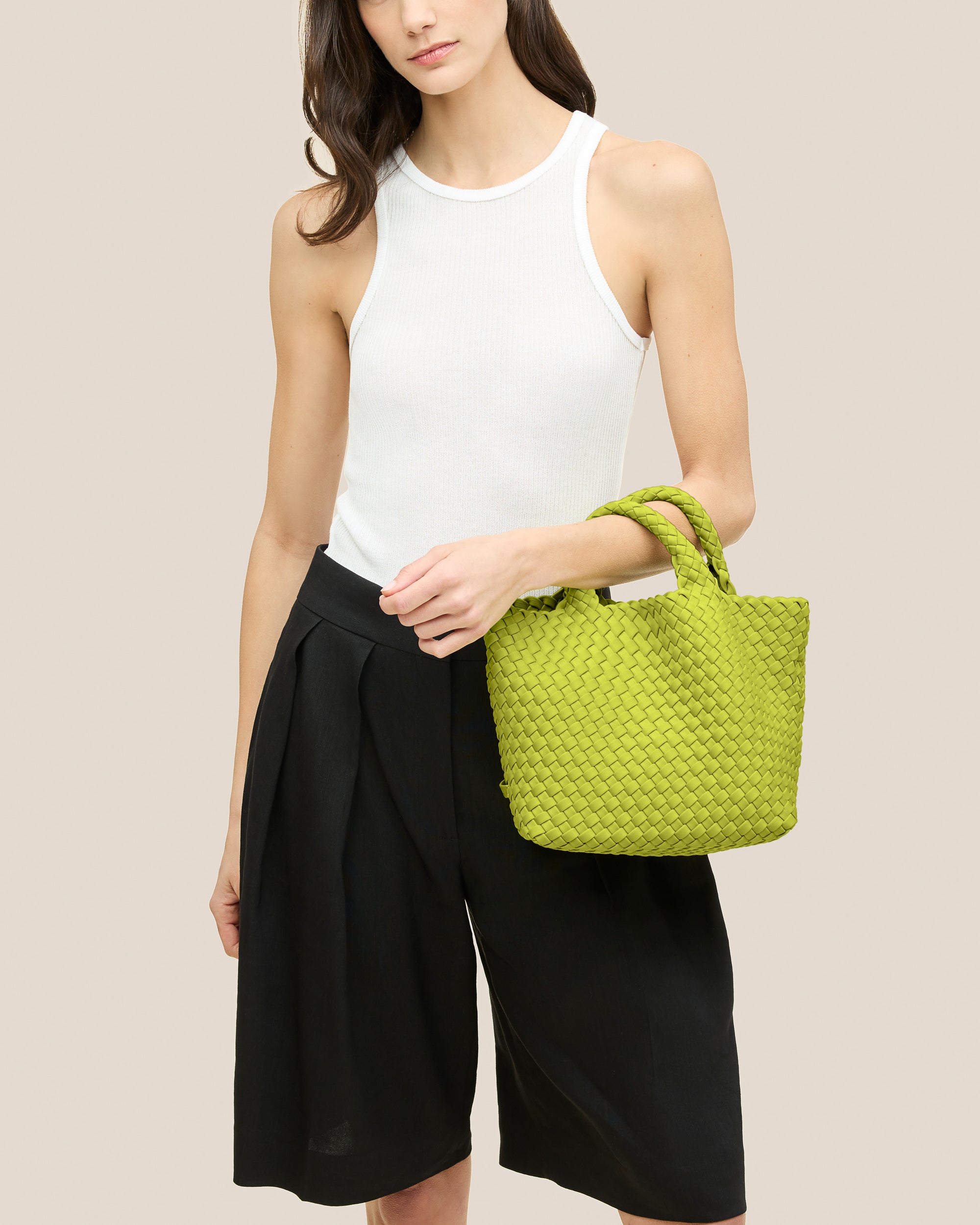 St. Barths Small Tote in Matcha | On Model Close Up