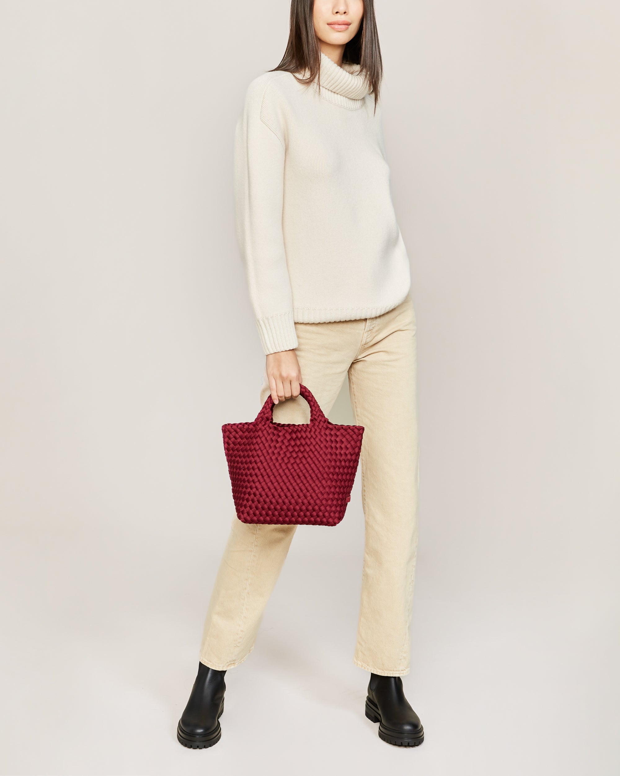 St. Barths Small Tote in Rosewood | On Model Full Body