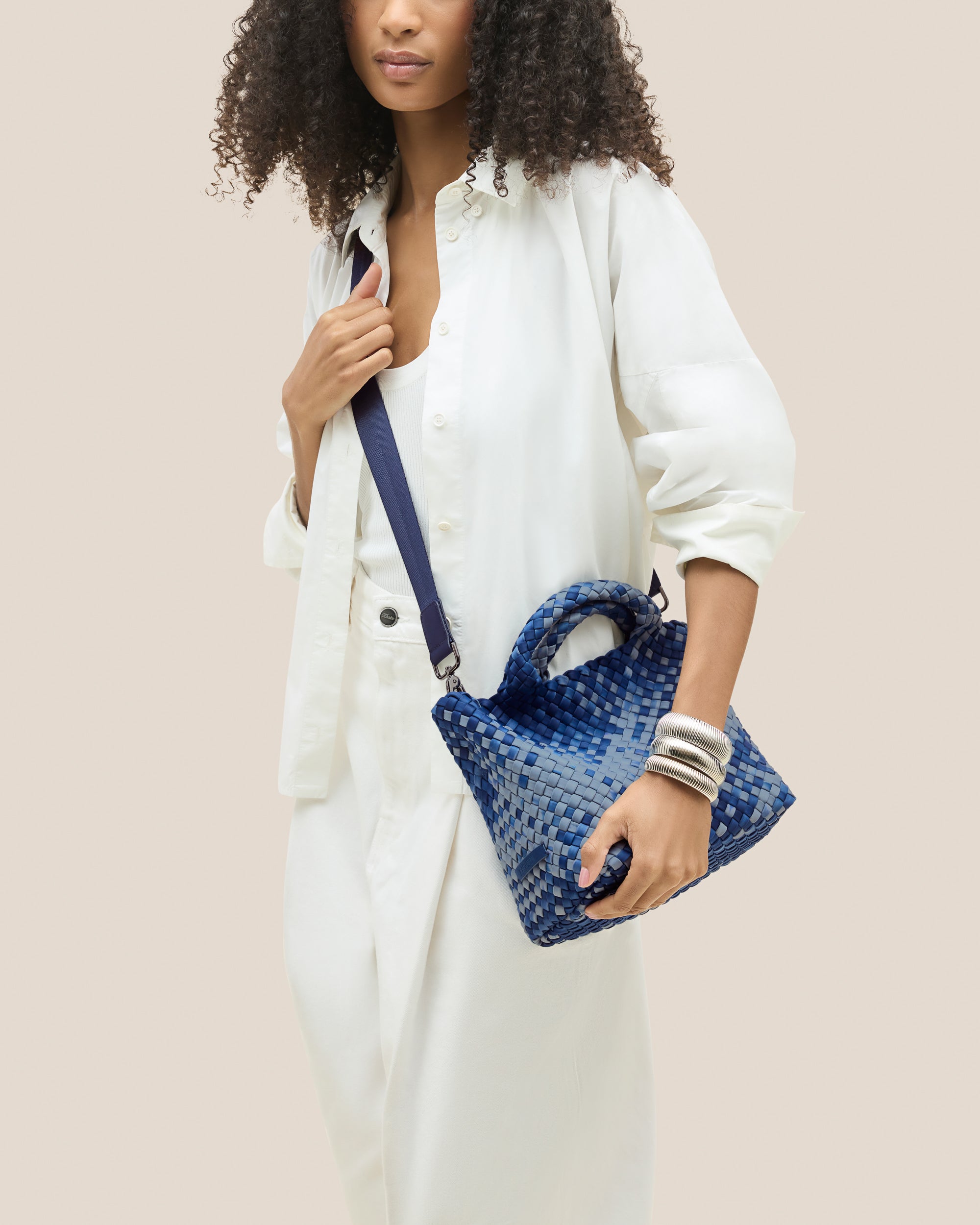St. Barths Small Tote Watercolor in Paros | On Model Close Up