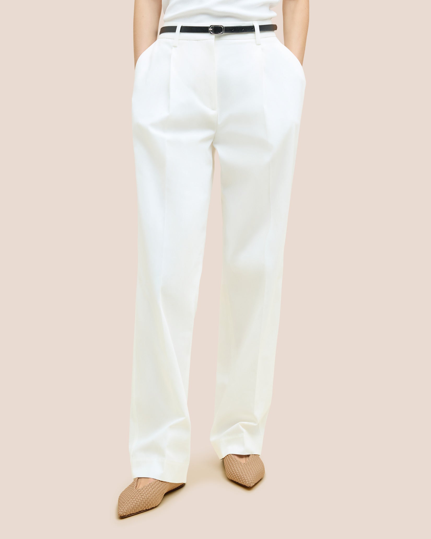 Strada Flats in Camel shown on model.