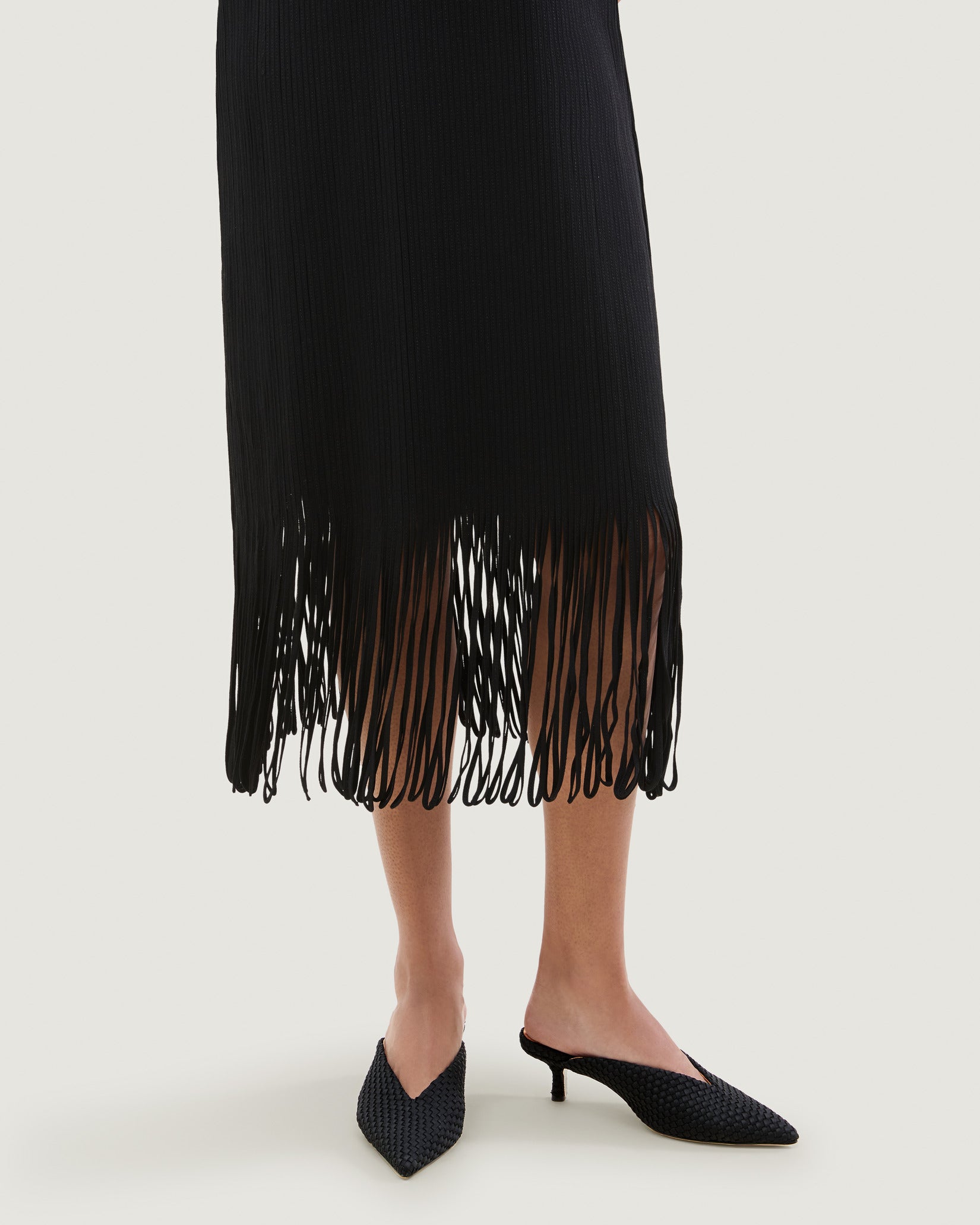 Strada Kitten Heel in Onyx shown on model.