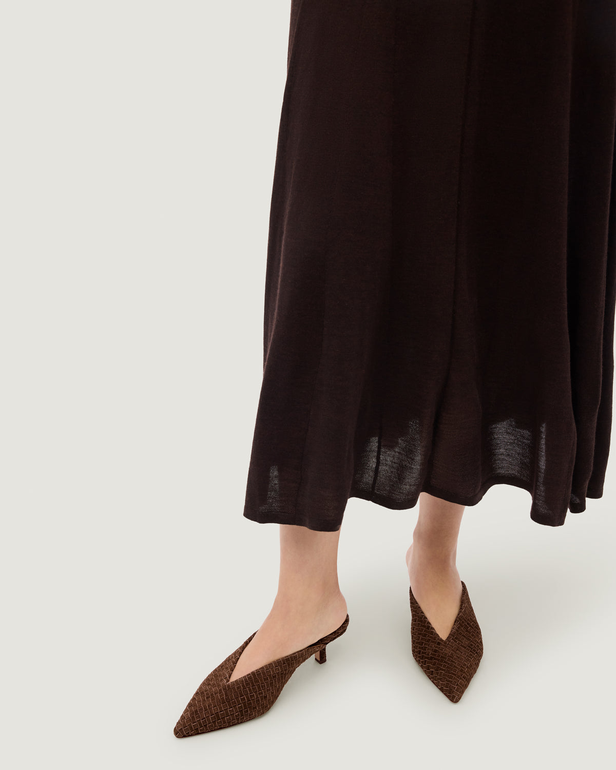 Strada Kitten Heel in Teak shown on model.