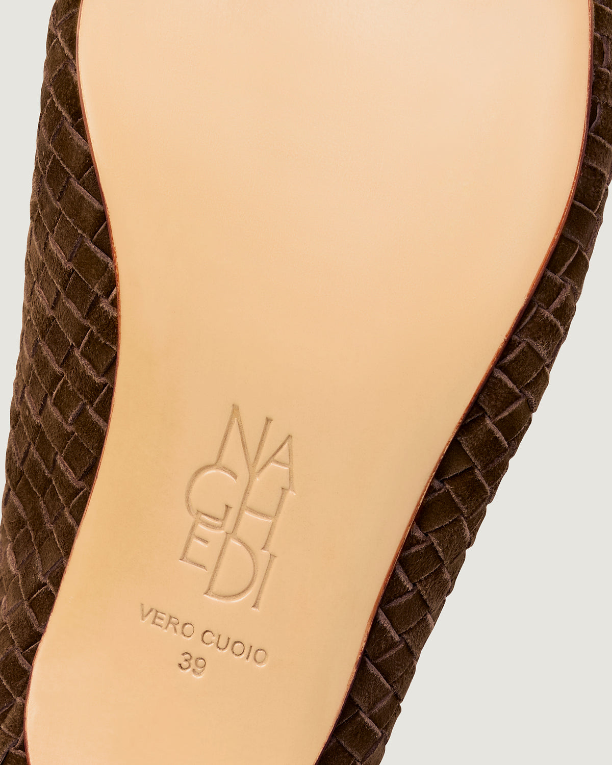 Strada Kitten Heel in Teak shown on model.