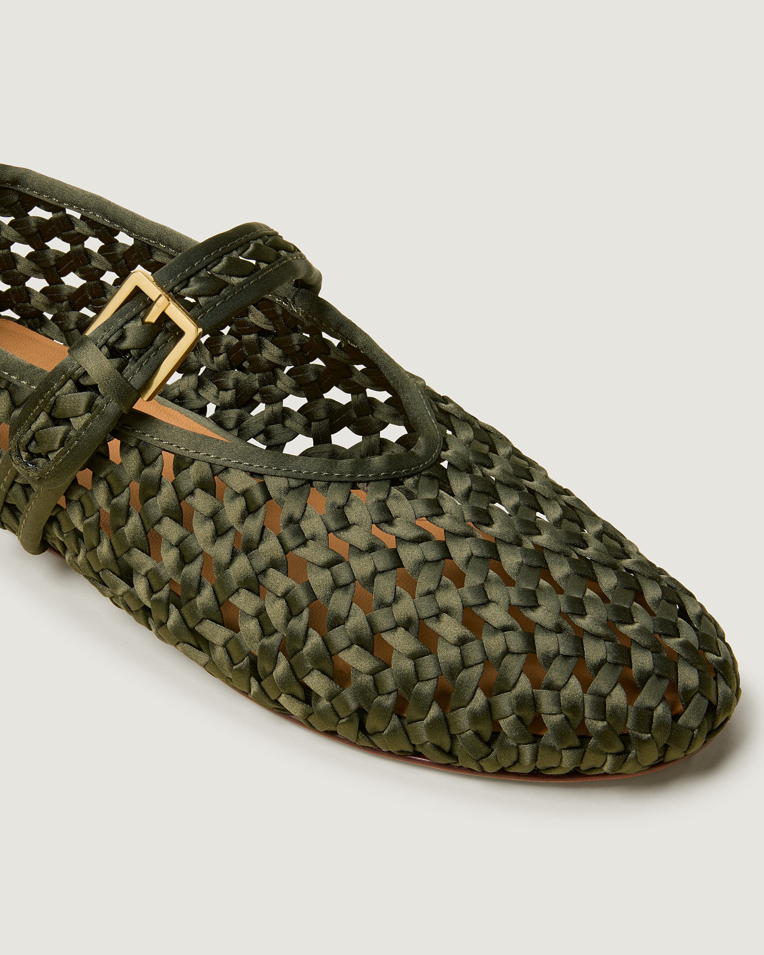 Close-up of The Sydney Mary Jane in Juniper showing its closed toe and round silhouette.