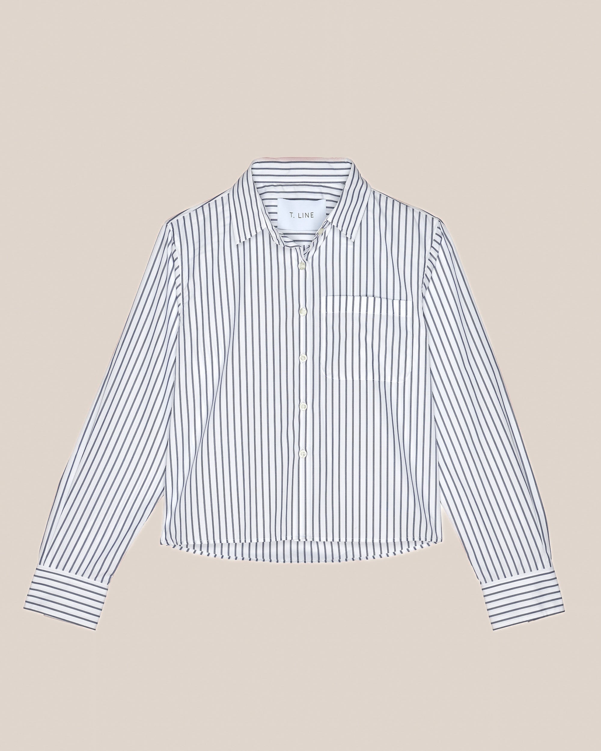 T. Line Coco Cropped Shirt in Navy Triple Stripe | Main