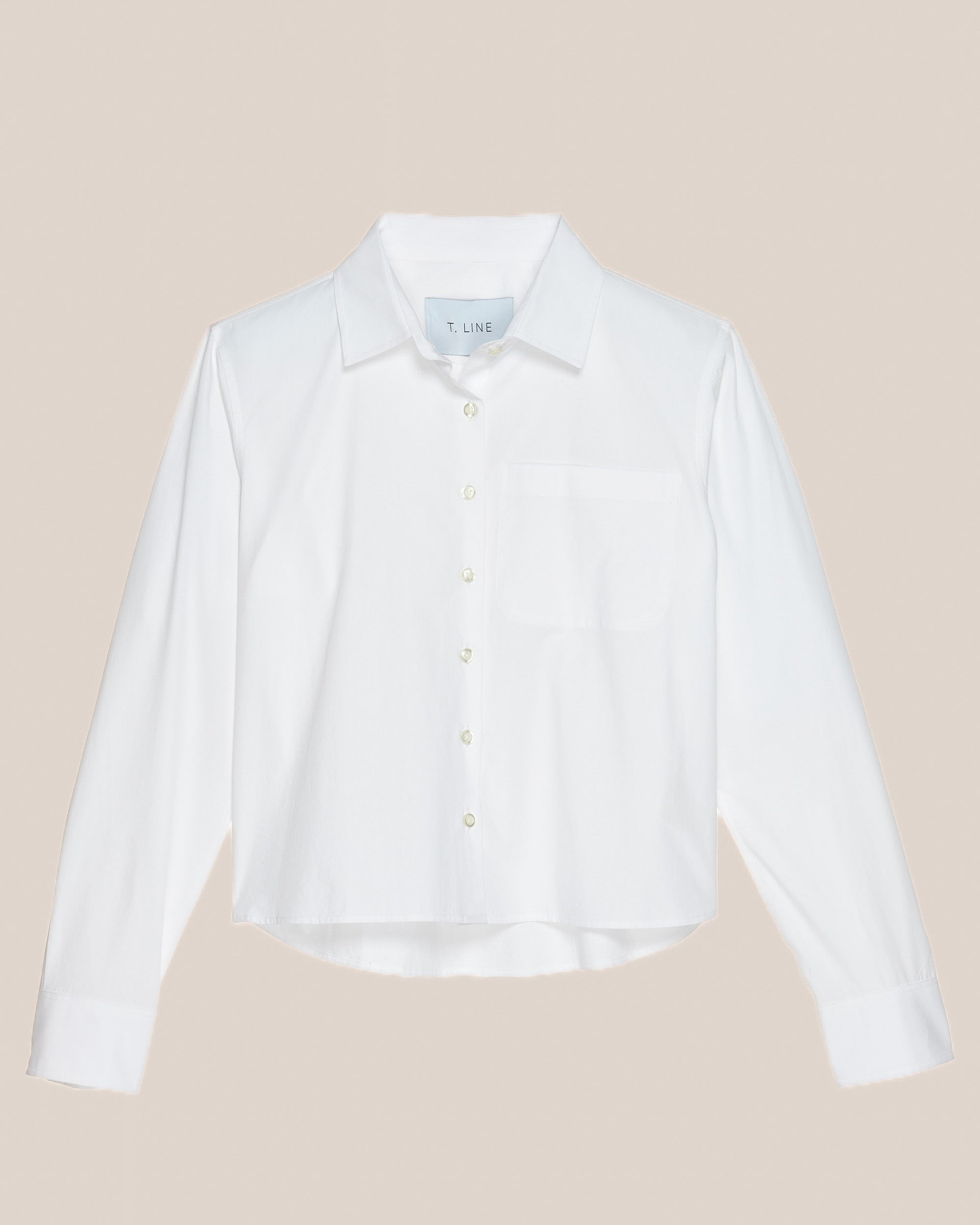 T. Line Coco Cropped Shirt in White Poplin | Main