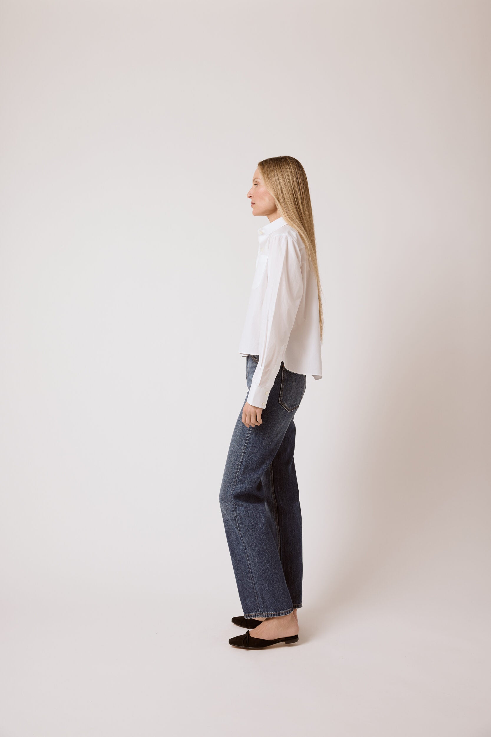 T.Line Coco Cropped Shirt in White Poplin | Side