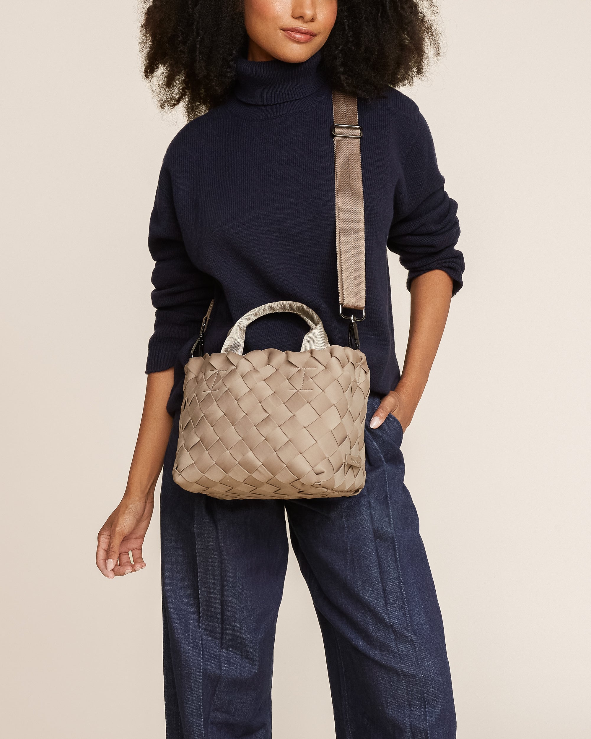 Tangier Small Tote in Cashmere | On Model Close Up
