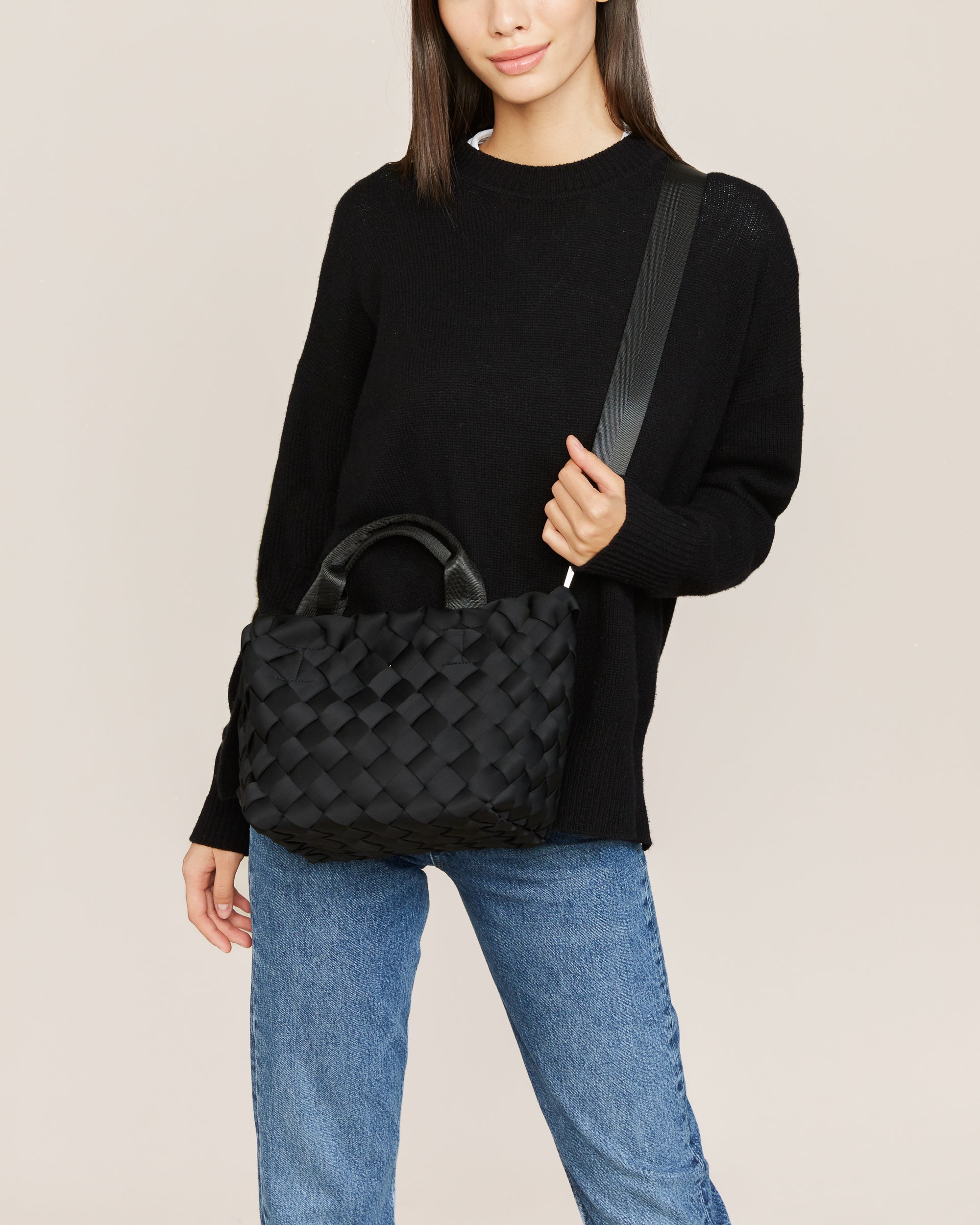 Tangier Small Tote in Onyx | On Model Close Up