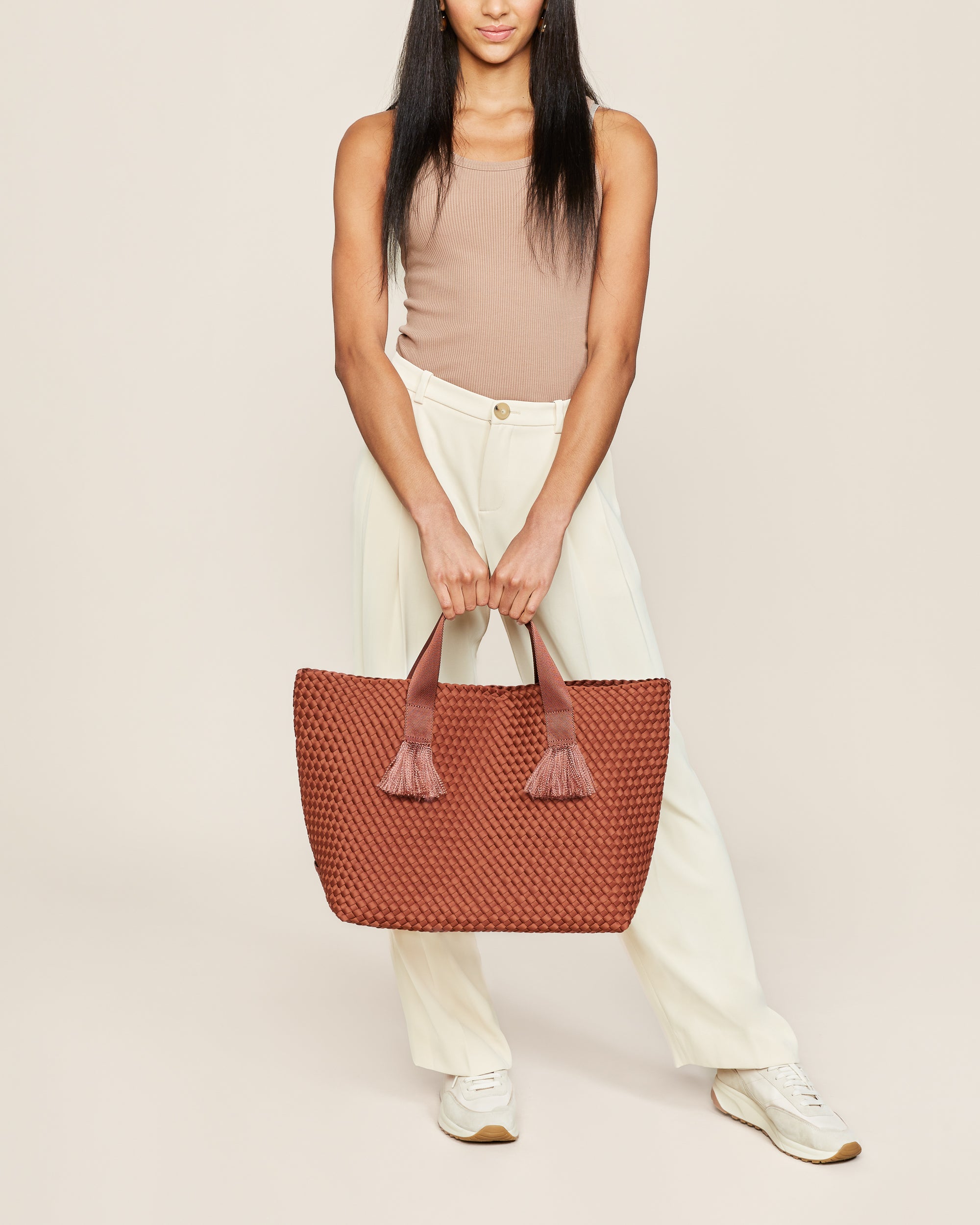 Tulum Large Tote in Adobe | On Model Full Body