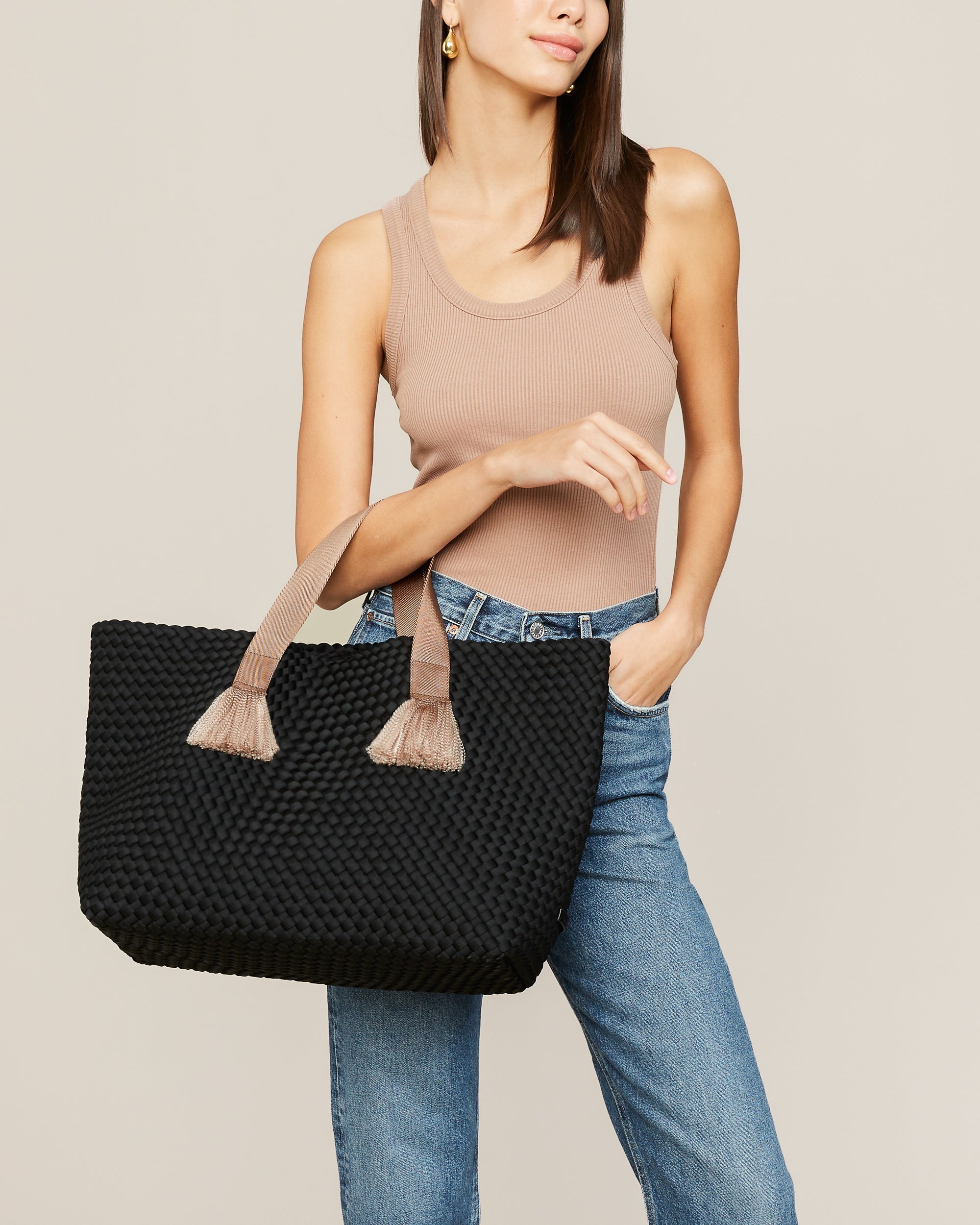 Tulum Large Tote in Umbra | On Model Full Body