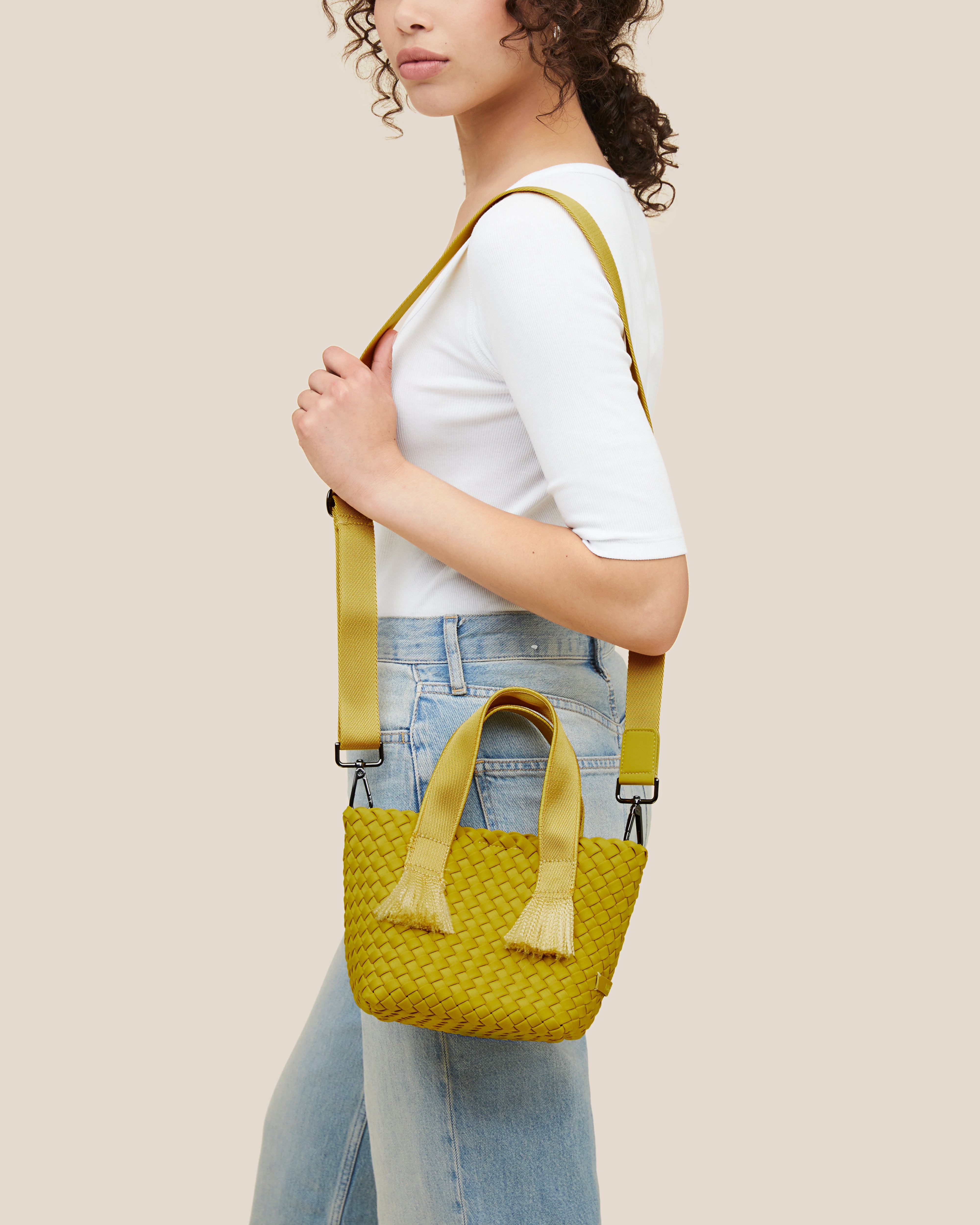 Tulum Petit Tote | Ochre - Model Close Up