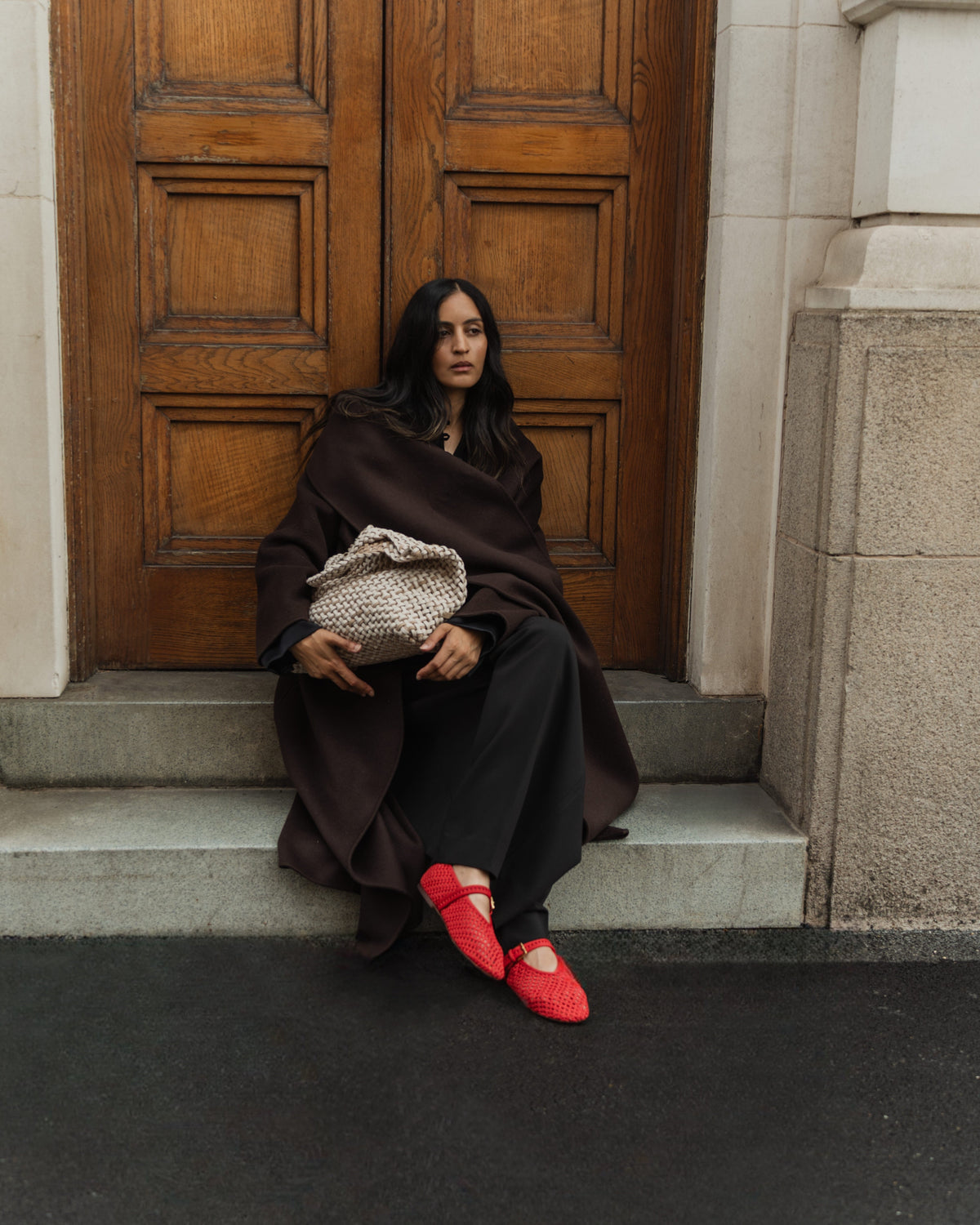 Model wearing Sydney Mary-Janes in Cerise showing bright tone and adjustable strap