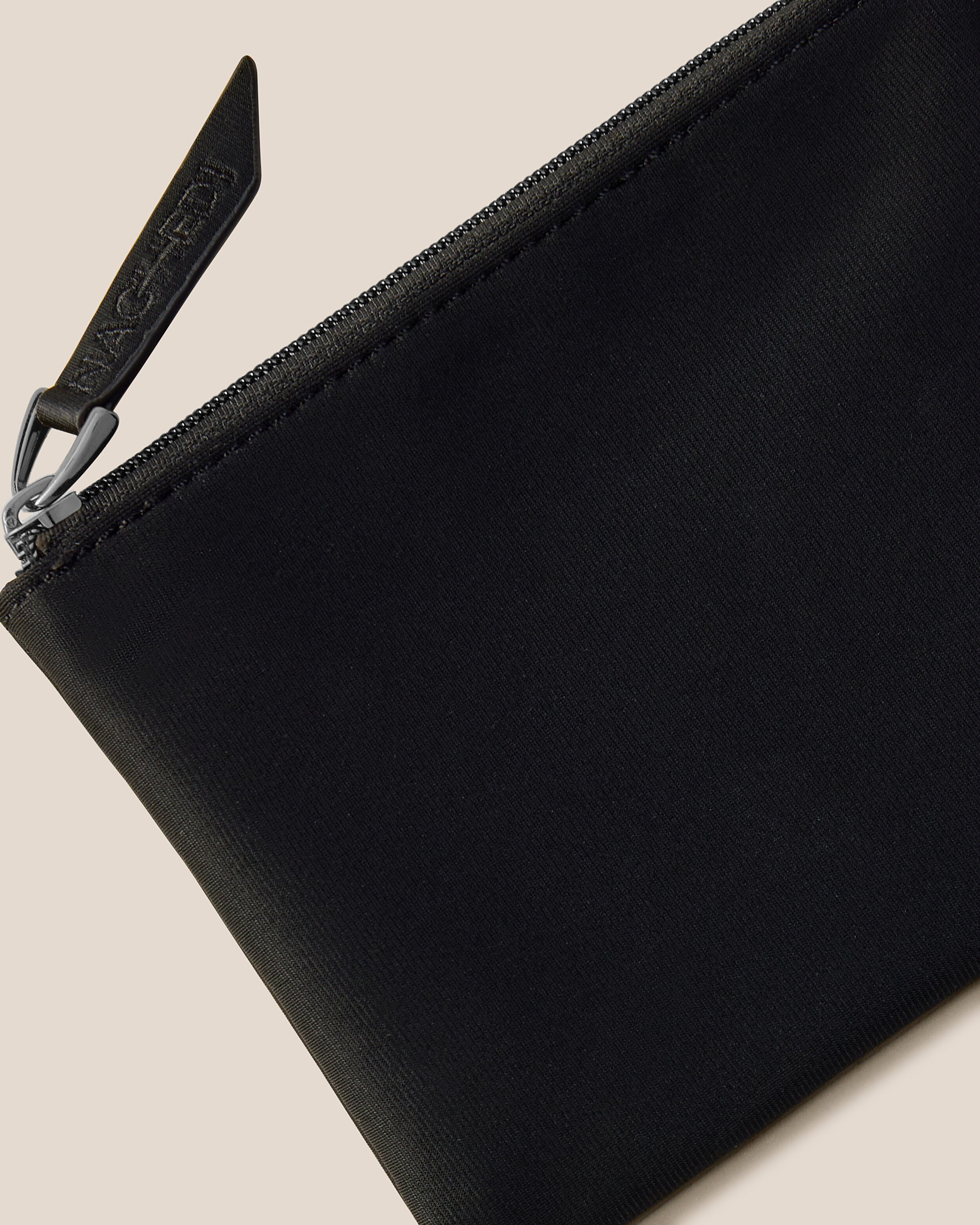 Close-up of included coordinating neoprene zippered pouch.