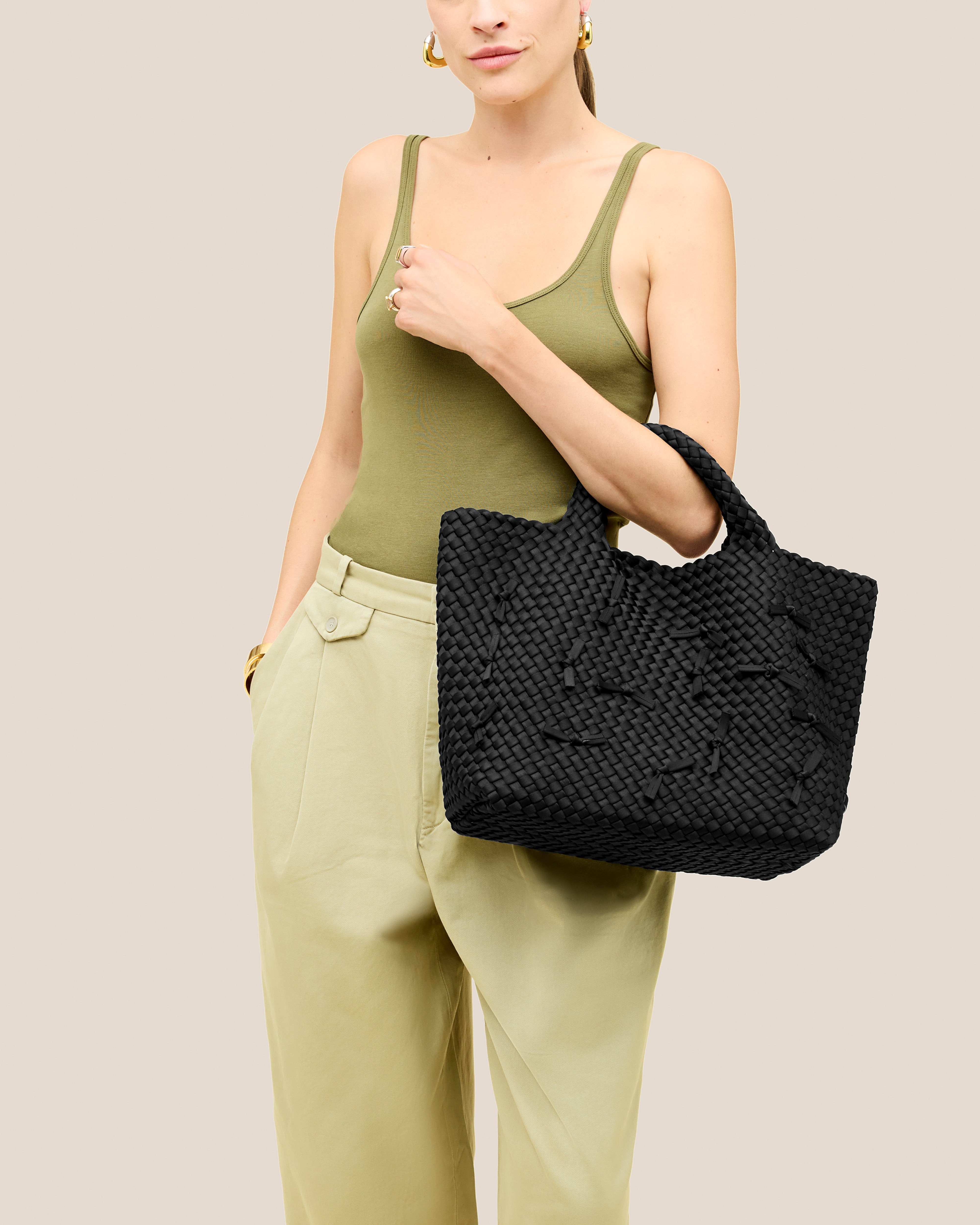 Waste Not St. Barths Medium Tote | Onyx | On Model Close