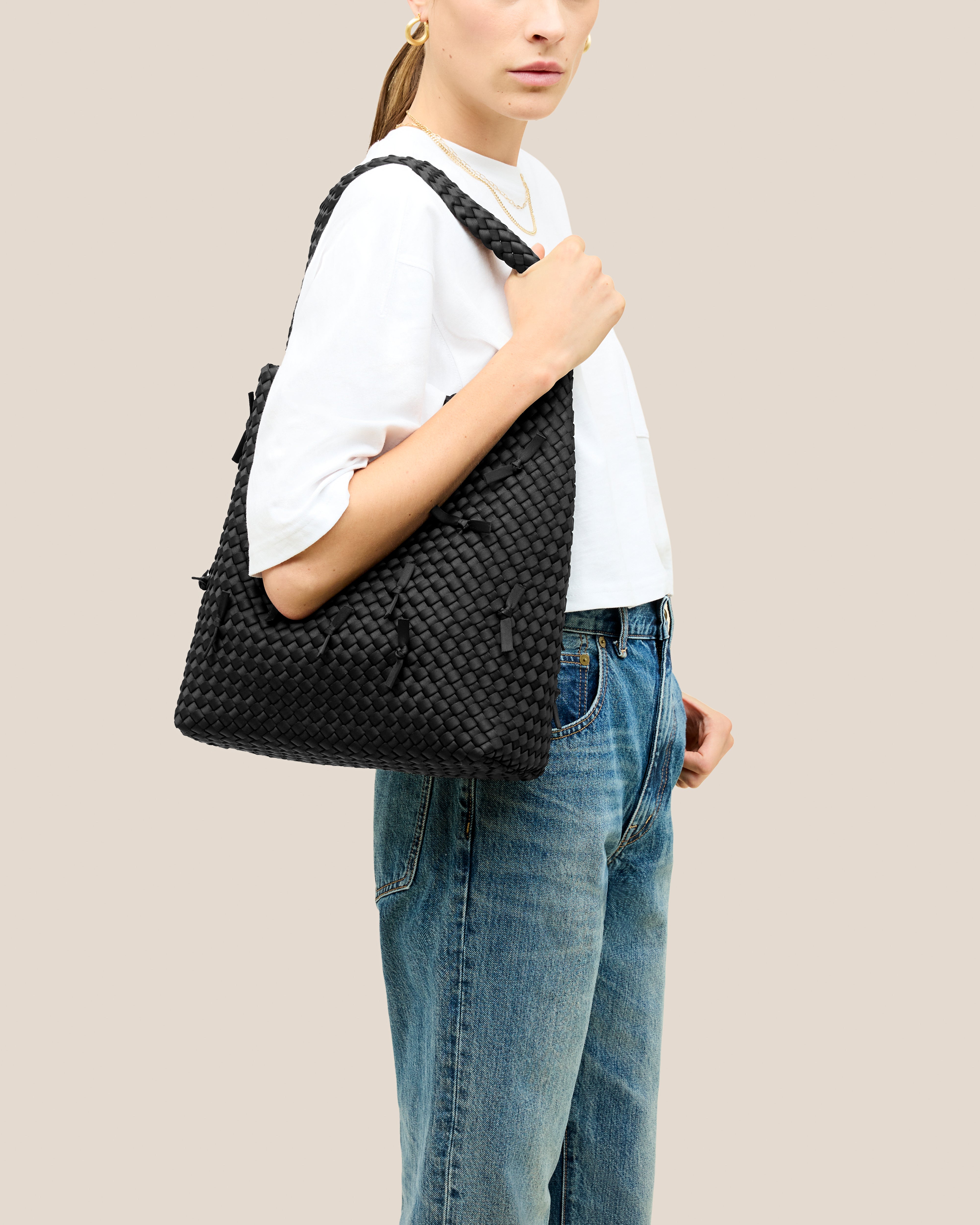 Waste Not Nomad Medium Hobo | Onyx | On Model Close