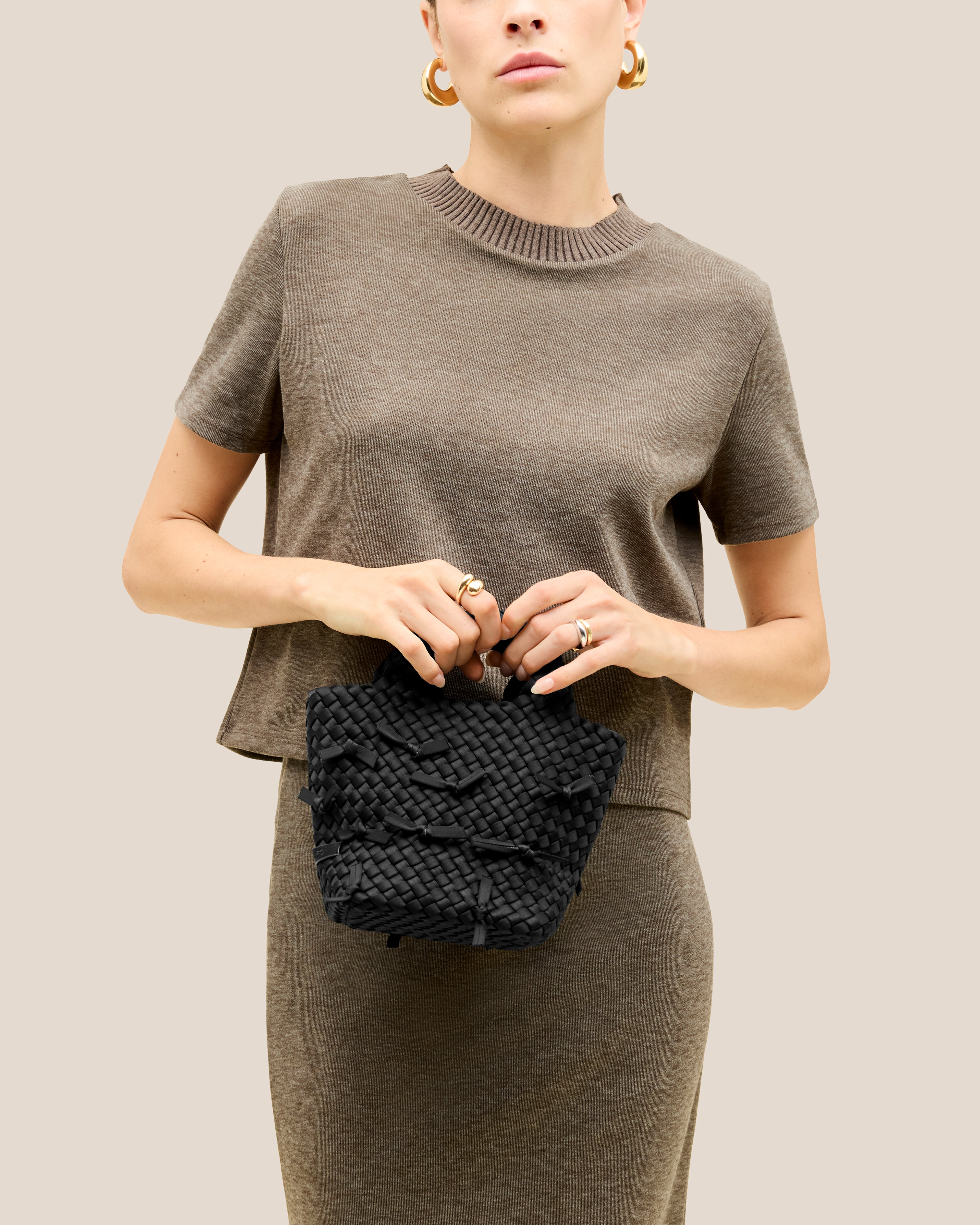 Waste Not St. Barths Petit Tote | Onyx | On Model Close